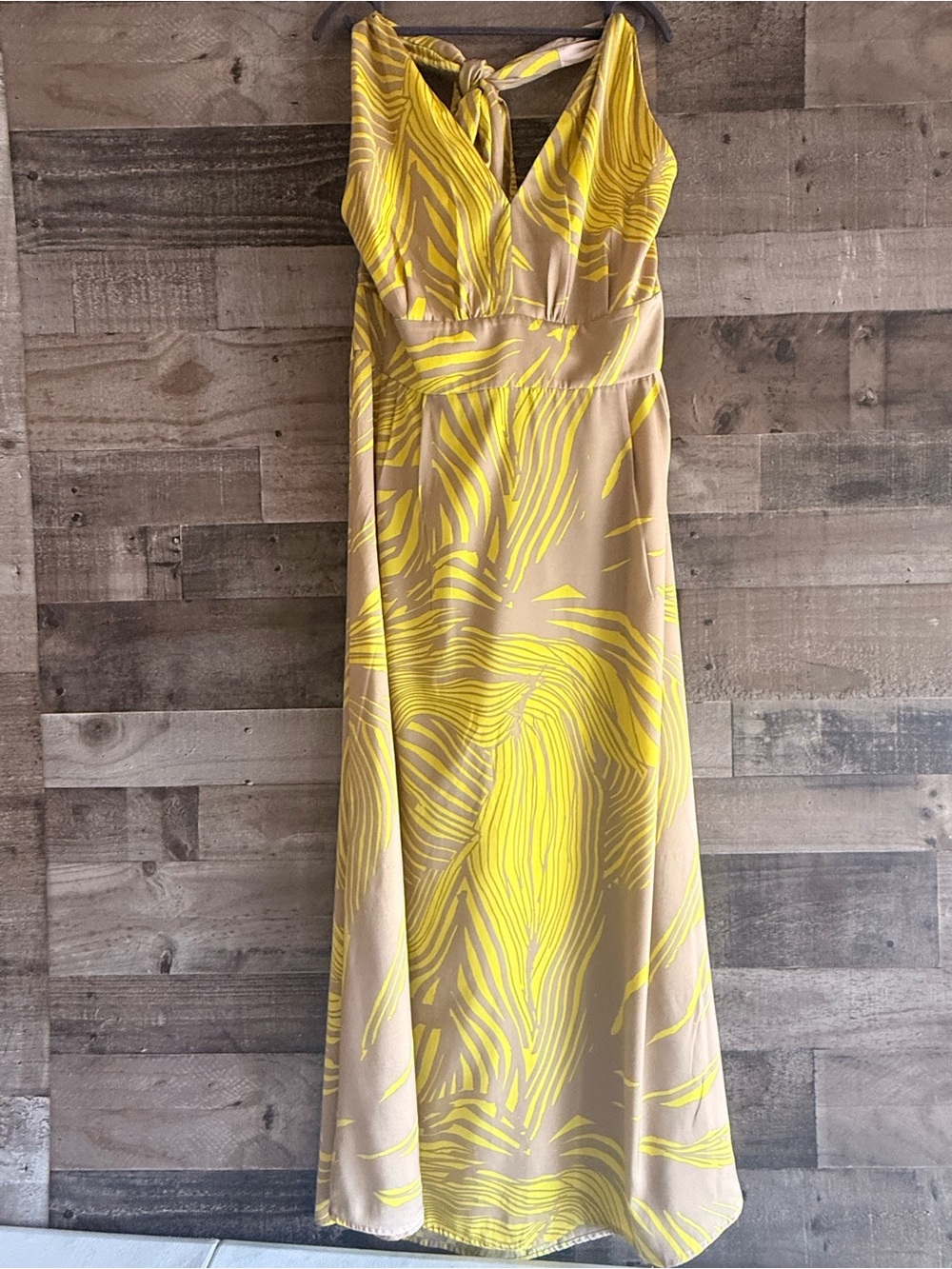 Banana Republic Yellow Patterned Taupe Maxi Dress - Women's Summer Dress - Picture 4 of 13